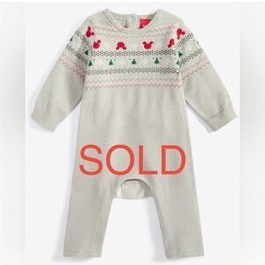Baby Disney Light Gray Coverall with Mickey Mouse